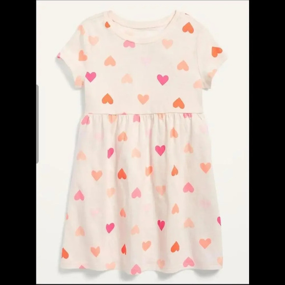 Old Navy Fit & Flare Jersey Dress for Toddler Girls Size 2T Hearts - Picture 9 of 9